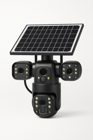 Camere Supraveghere - Camera IP 4G/LTE Panou solar, 2MP+2MP, 3 lentile, audio bidirectional, night vision, detectie miscare, panou solar inclus engros - Oem 16X9-4G