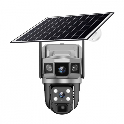 Camere Supraveghere - Camera IP 4G/LTE Panou solar, Detectie Miscare, Vedere Nocturna, Audio Bidirectional, PTZ, Exterior, Gri engros - Oem V01-4G