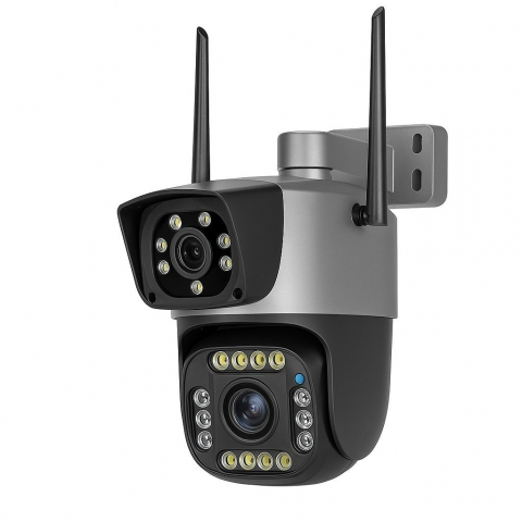 Camere Supraveghere - Camera IP Wi-Fi, 8MP, PTZ, Dubla Lente, Zoom Optic, Night Vision, Gri engros - Oem SS3