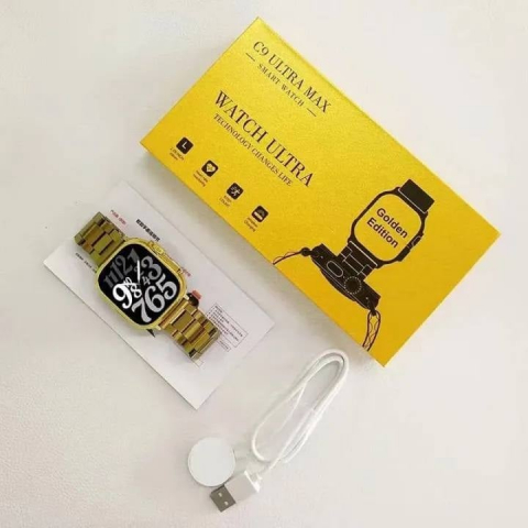 Ceas Smartwatch Ultra 2.19 IMCH 49 mm, 2 Curele incluse, Moduri multiple, Termometru, Monitorizare somn, Orange-Auriu [1]