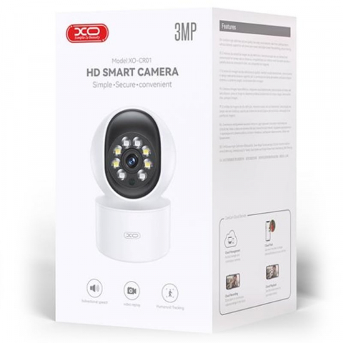 Camere Supraveghere - XO CR01 - Camera IP Wi-Fi, 3MP de interior, NightVision, InfraRed, Smart Treasure, Alb