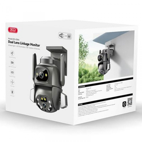 Camere Supraveghere - XO CR04 - Camera IP Wi-Fi, 4MP de exterior, NightVision, LED Infrarosu + Alb, Robot, Interfata Multilingva,