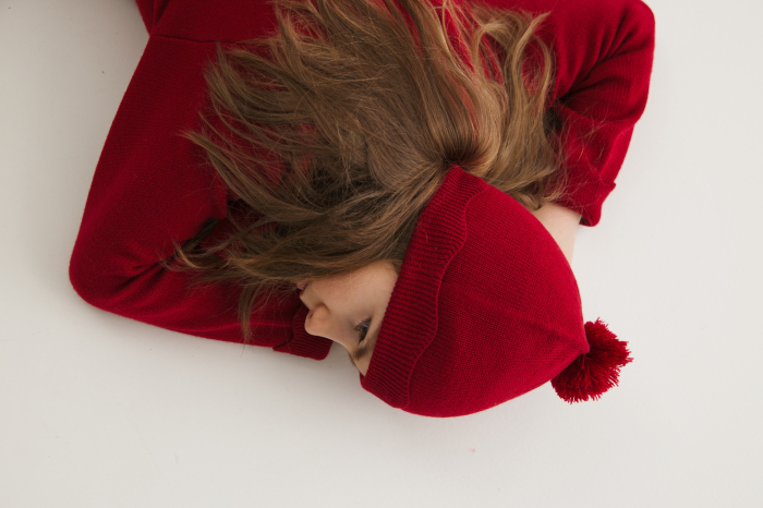 Beanie Wavey in red merino wool [5]