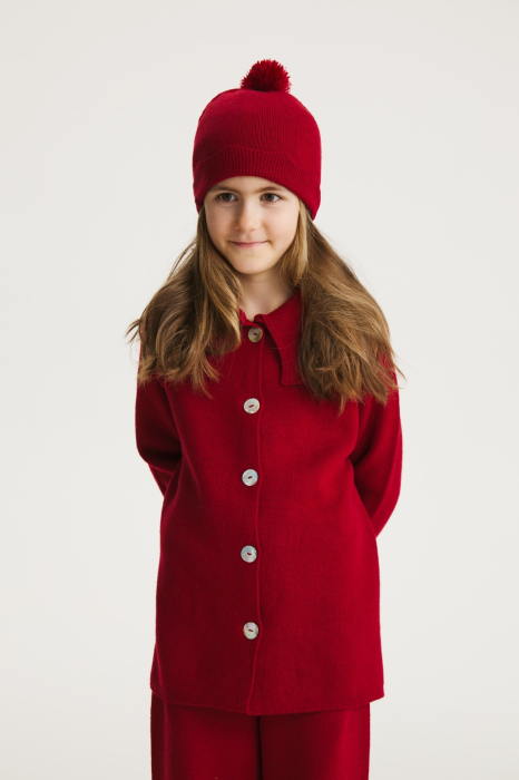 Beanie Wavey in red merino wool [6]