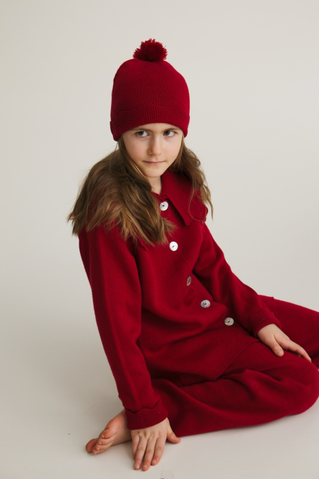 Beanie Wavey in red merino wool [2]