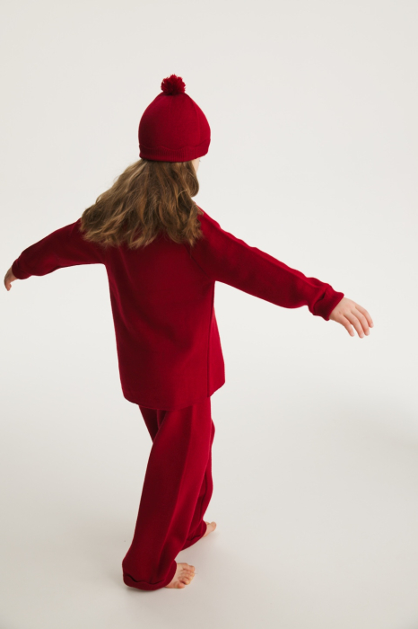 Beanie Wavey in red merino wool [4]