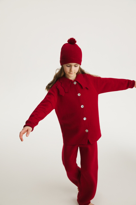 Beanie Wavey in red merino wool [3]