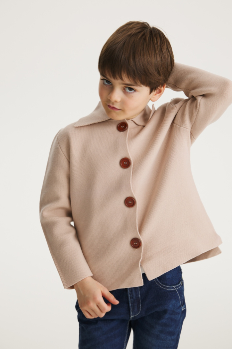 Cămașă Milo bej din lână merinos [2]