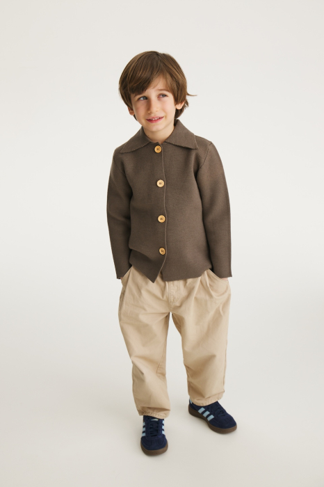 Cardigan Milo in Khaki merino wool [3]