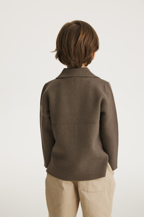 Cardigan Milo in Khaki merino wool [2]