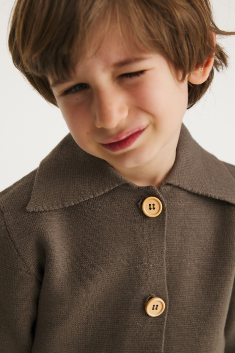 Cardigan Milo in Khaki merino wool [5]