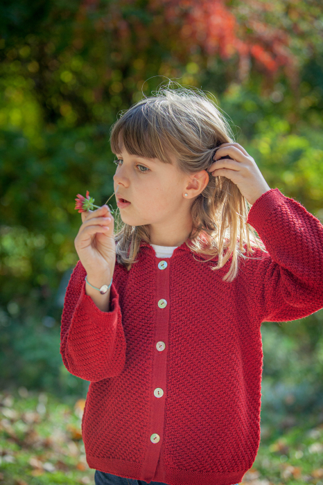 Cardigan Agy Zmeură din lână merinos [2]