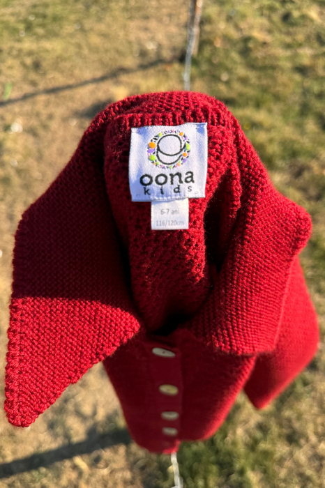 Cardigan Agy Zmeură din lână merinos [4]