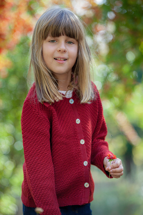 Cardigan Agy Zmeură din lână merinos [3]