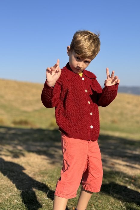 Cardigan Agy Zmeură din lână merinos [2]
