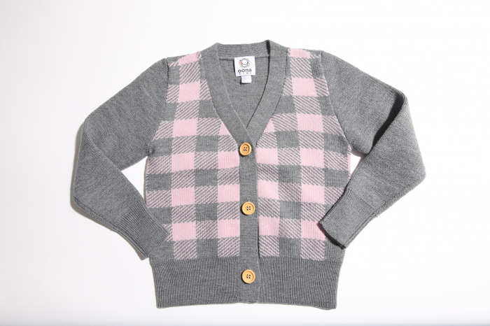 Cardigan Jacquard Roz-Gri din lână merinos [6]