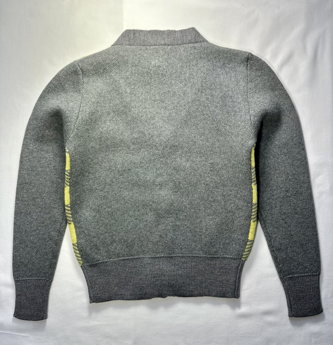Cardigan Jacquard Galben-Gri din lână merinos [6]