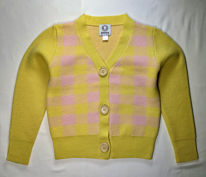 Cardigan Jacquard Roz-Galben din lână merinos [7]