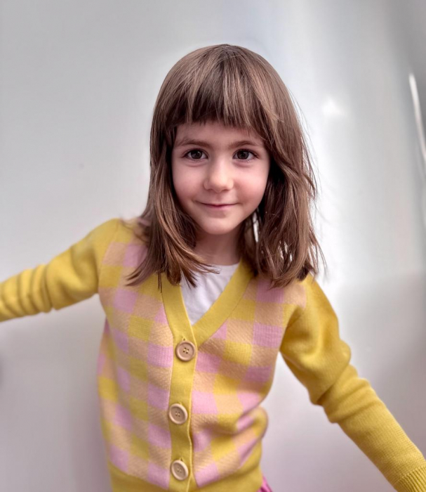 Cardigan Jacquard Roz-Galben din lână merinos [5]