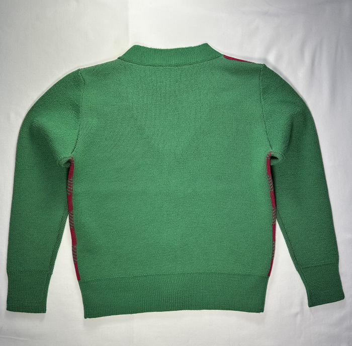 Cardigan Jacquard Verde-Ciclam din lână merinos [7]