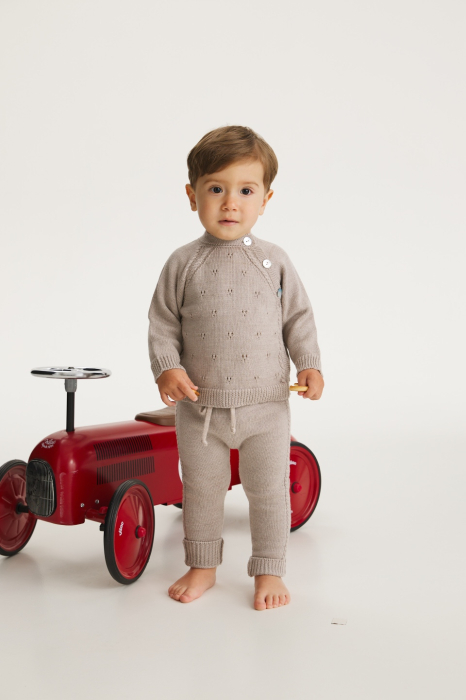 Cardigan Noah Bej din lână merinos [5]