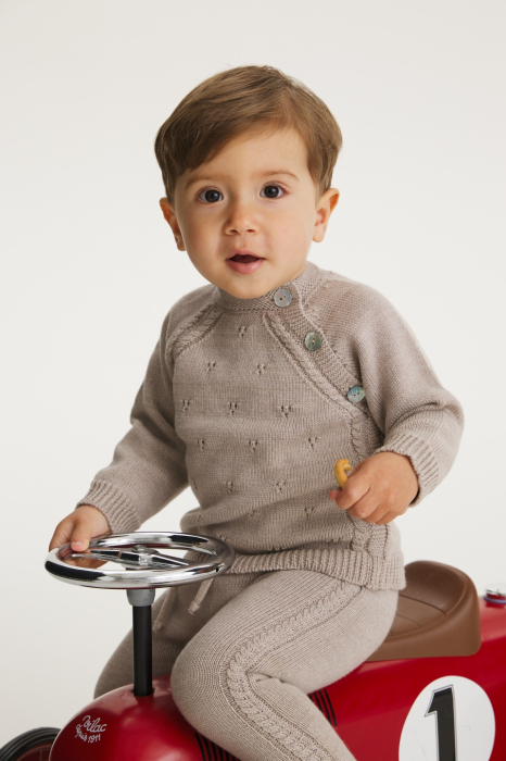 Cardigan Noah Bej din lână merinos [2]