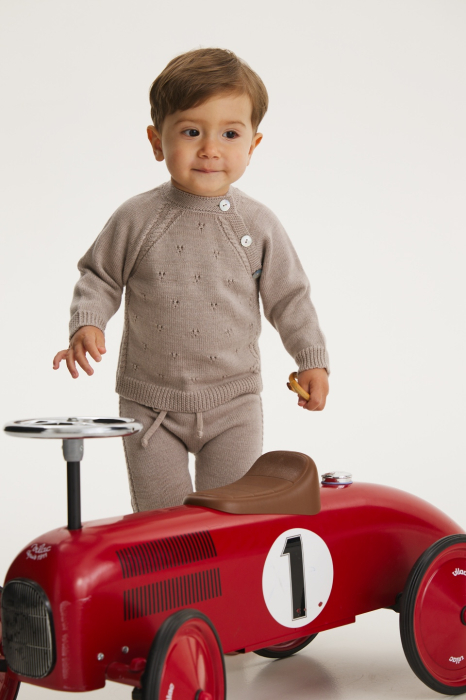 Cardigan Noah Bej din lână merinos [4]