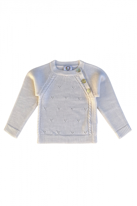 Cardigan Noah Alb din lână merinos [6]