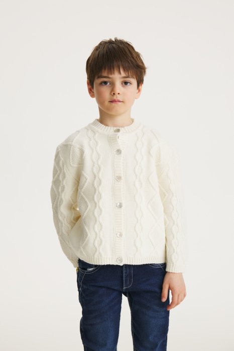 Cardigan Nostalgia Alb din lână merinos [6]