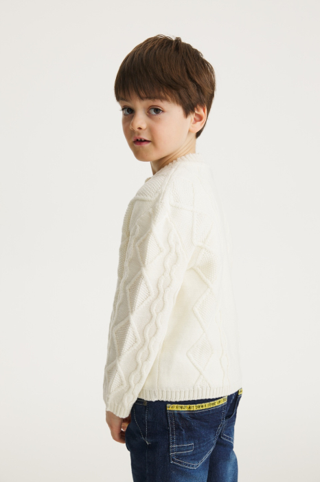 Cardigan Nostalgia Alb din lână merinos [4]