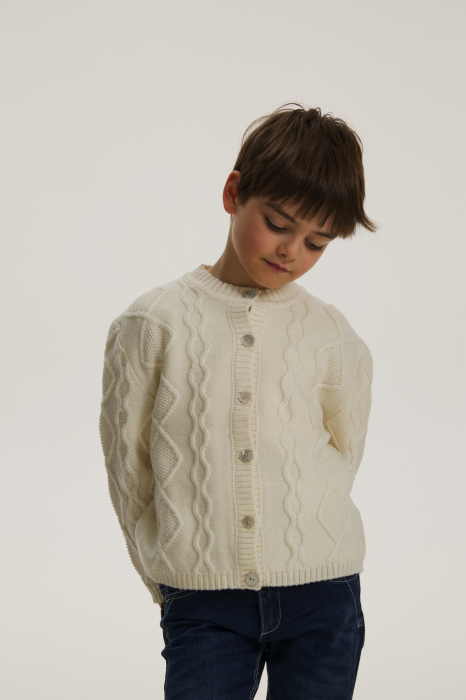 Cardigan Nostalgia Alb din lână merinos [2]