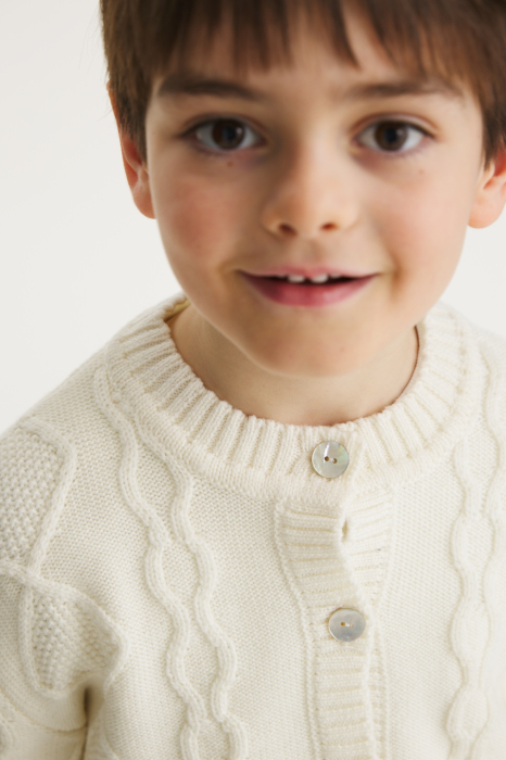 Cardigan Nostalgia Alb din lână merinos [3]