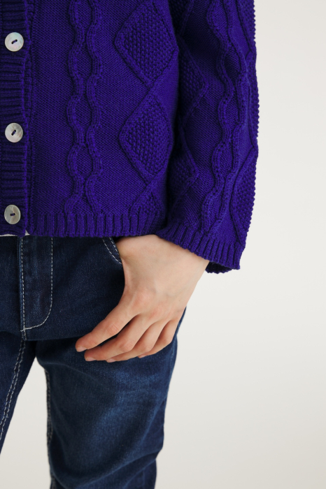 Cardigan Nostalgia Albastru din lână merinos [2]