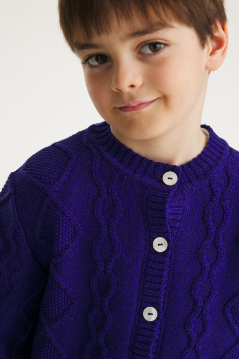 Cardigan Nostalgia Albastru din lână merinos [3]