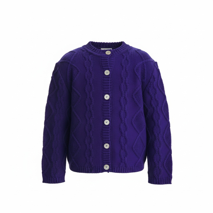 Cardigan Nostalgia Albastru din lână merinos [7]