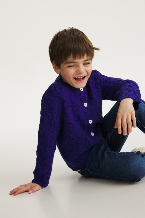 Cardigan Nostalgia Albastru din lână merinos [5]