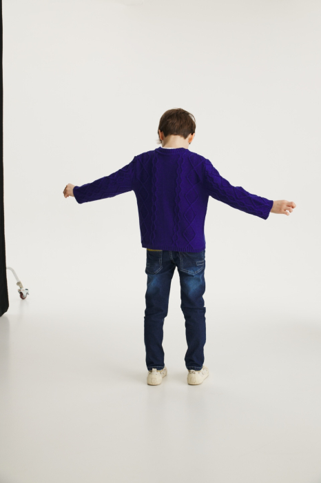 Cardigan Nostalgia Albastru din lână merinos [6]