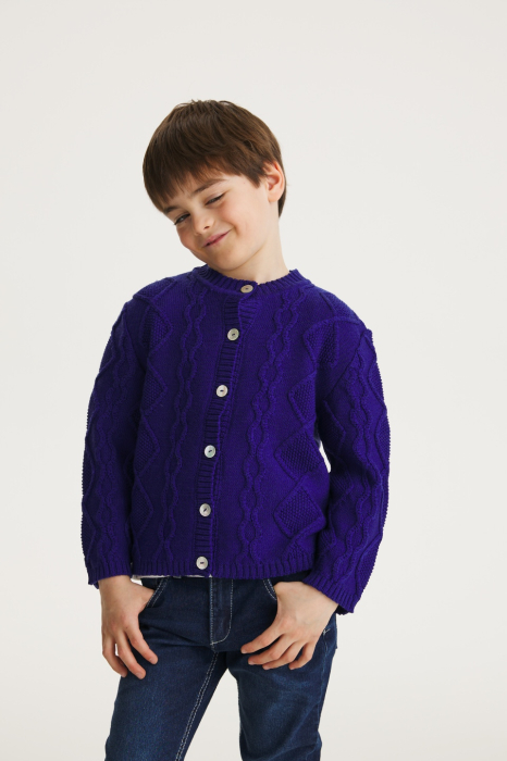 Cardigan Nostalgia Albastru din lână merinos [4]