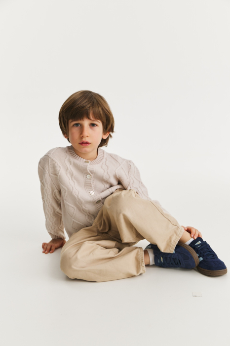 Cardigan Nostalgia Bej din lână merinos [2]