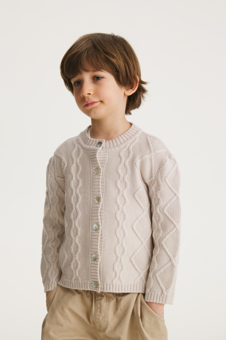 Cardigan Nostalgia Bej din lână merinos [5]