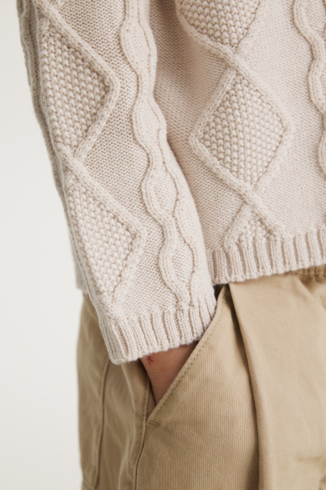 Cardigan Nostalgia Bej din lână merinos [3]