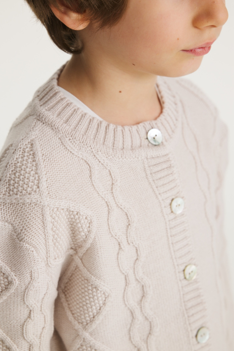 Cardigan Nostalgia Bej din lână merinos [6]