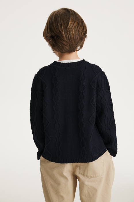 Cardigan Nostalgia Bleumarin din lână merinos [2]