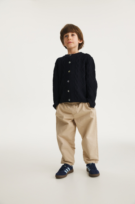 Cardigan Nostalgia Bleumarin din lână merinos [5]