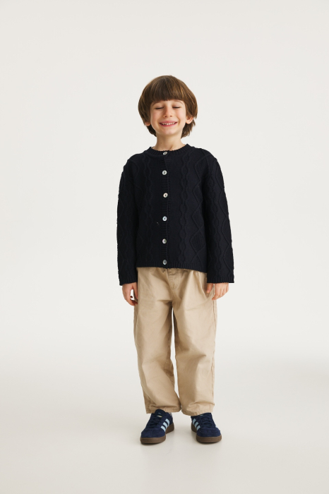 Cardigan Nostalgia Bleumarin din lână merinos [7]