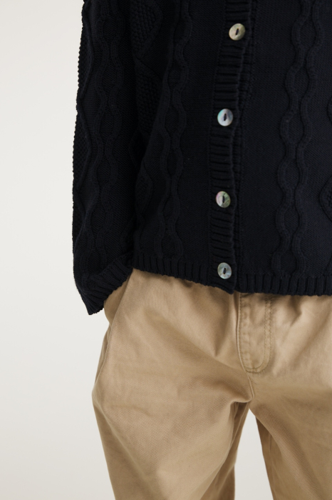 Cardigan Nostalgia Bleumarin din lână merinos [4]