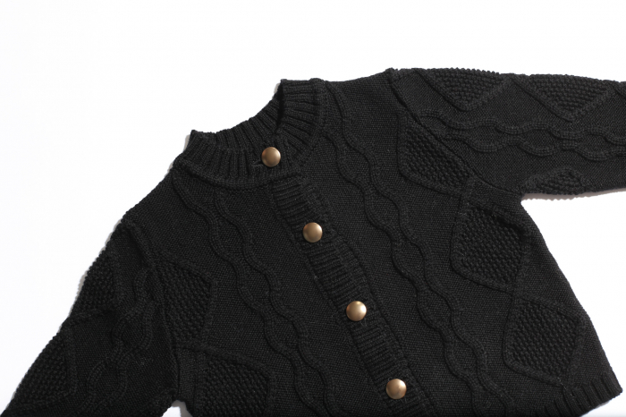 Cardigan Nostalgia Negru din lână merinos [5]