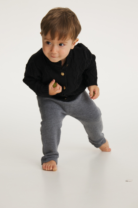 Cardigan Nostalgia Negru din lână merinos [2]