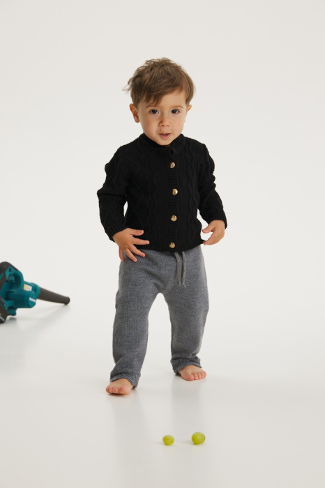 Cardigan Nostalgia Negru din lână merinos [3]