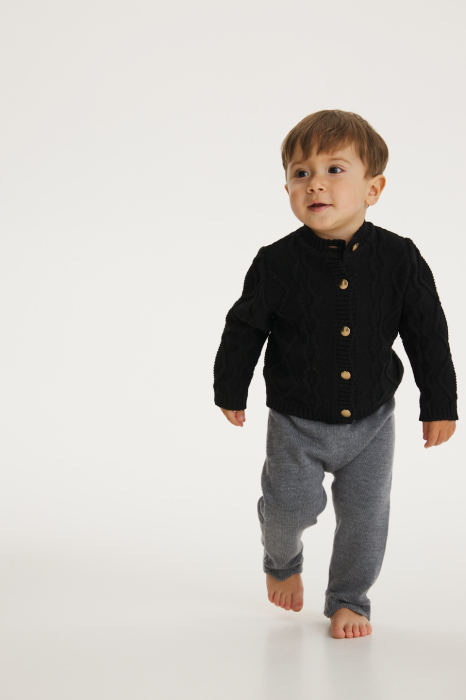 Cardigan Nostalgia Negru din lână merinos [4]